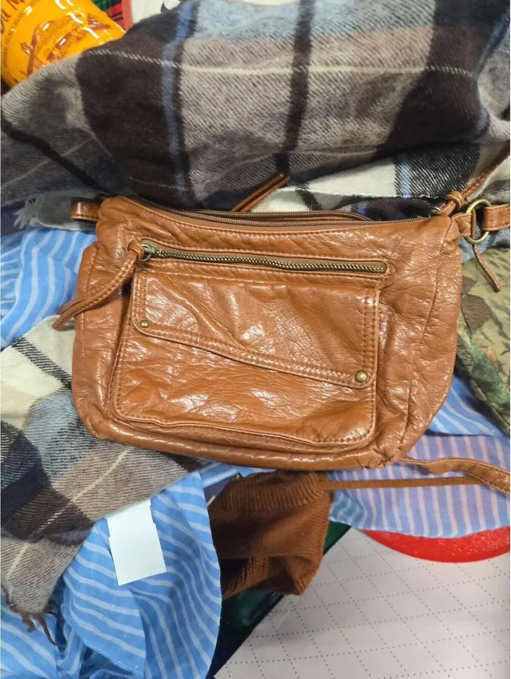 Bueno Cognac Faux Leather Crossbody Bag - Picture 4 of 4